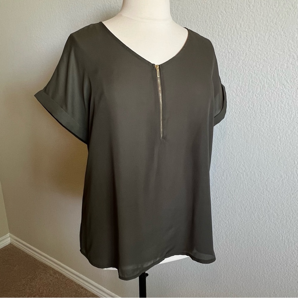 Loralette Sheer Blouse with Gold Zipper